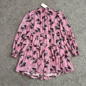 cinq a sept Pink Floral Tiered Mini Dress
